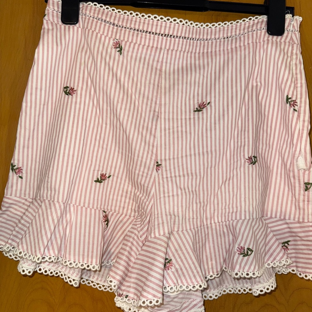 REVOLVE J.O.A. Pink and White Striped Shorts